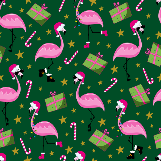 Christmas Flamingos & Candy Canes (Faux Leather - 8" x 13" Printed Sheet)