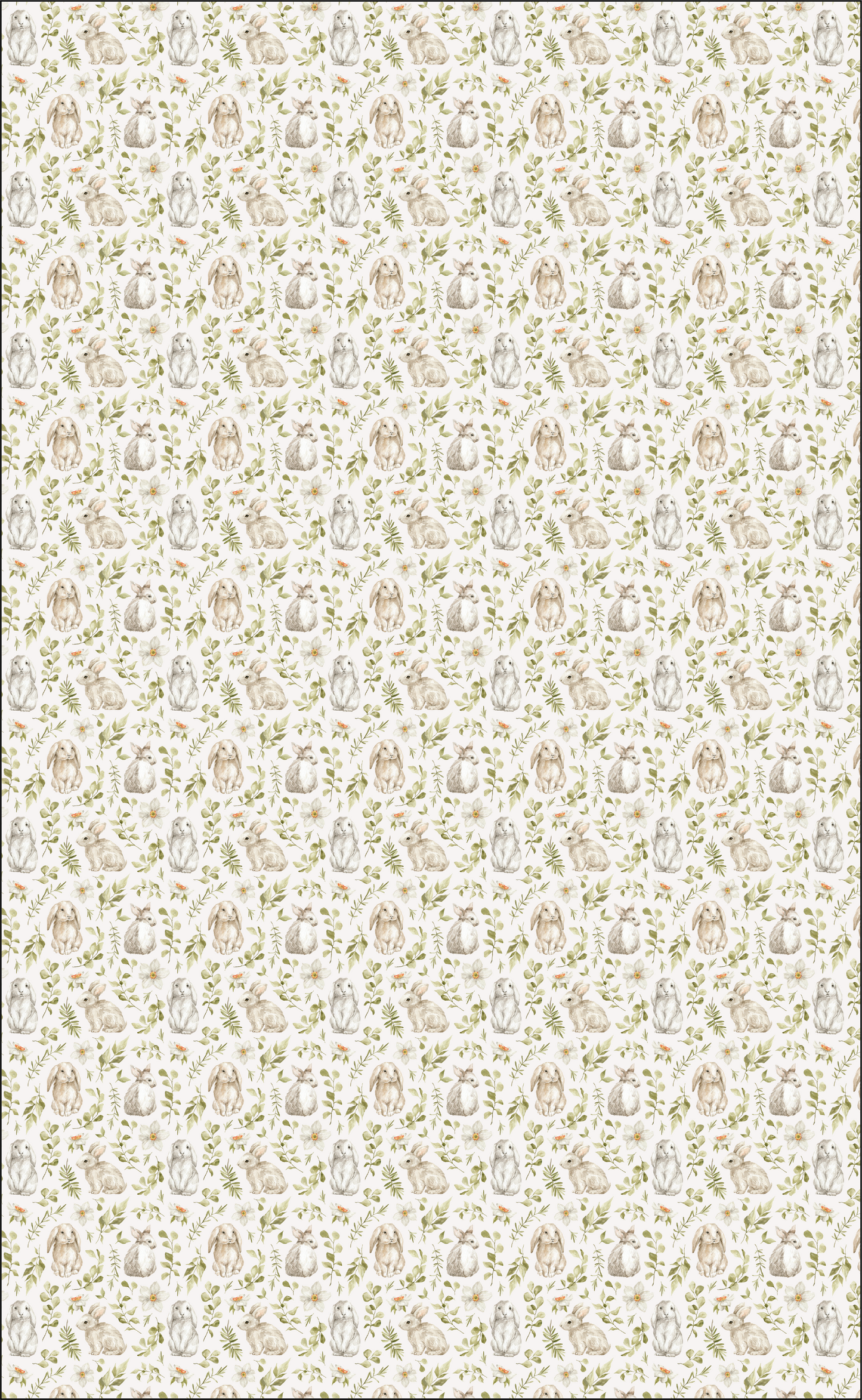 Rabbits and Ferns  Faux Leather (8" x 13" Printed Sheet)