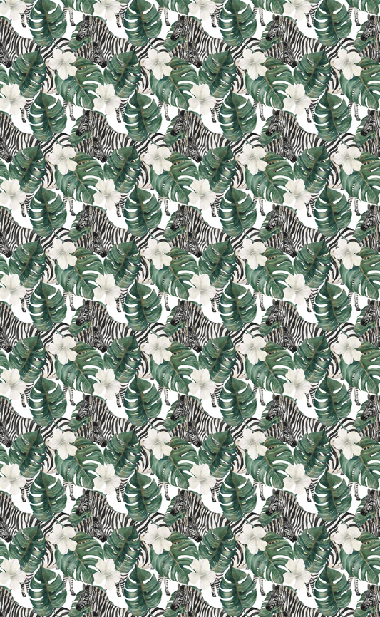 Zebras and Ferns  Faux Leather (8" x 13" Printed Sheet)