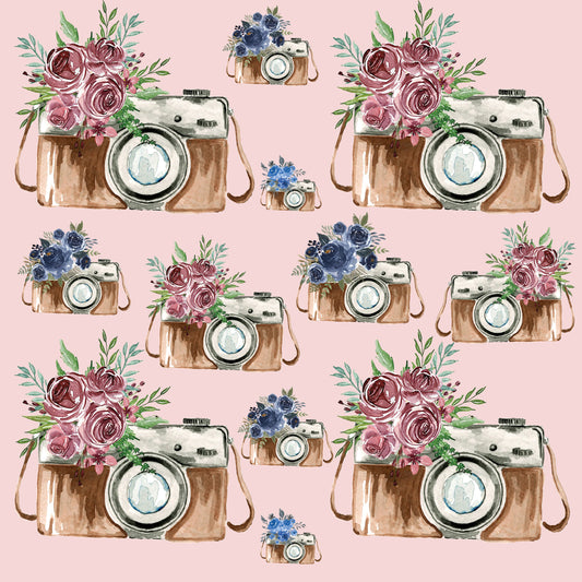 Floral Camera (Faux Leather - 8" x 13" Printed Sheet)