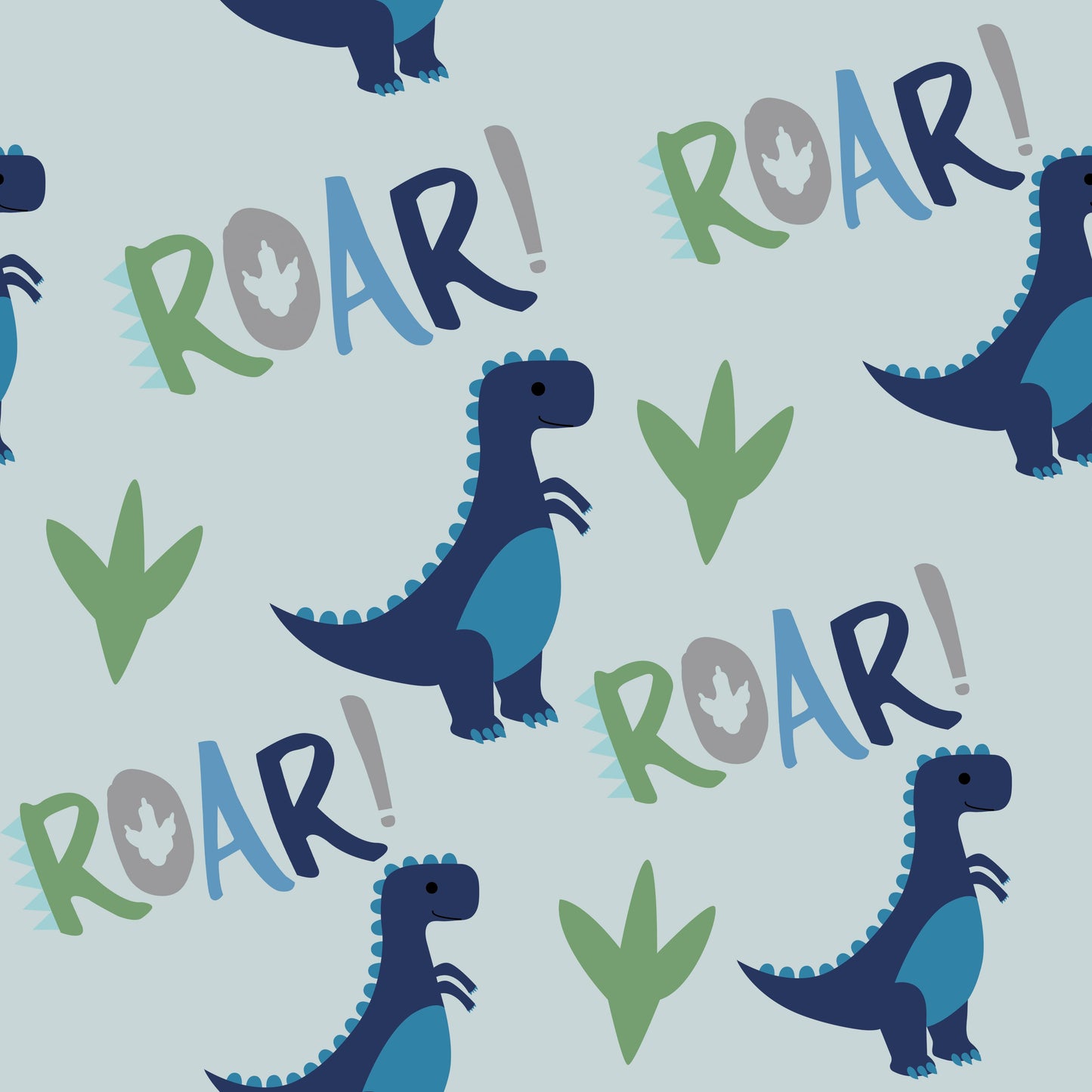 ROAR! with Blue Dinosaurs (Adhesive Vinyl - 12" x 12" Printed Sheet)