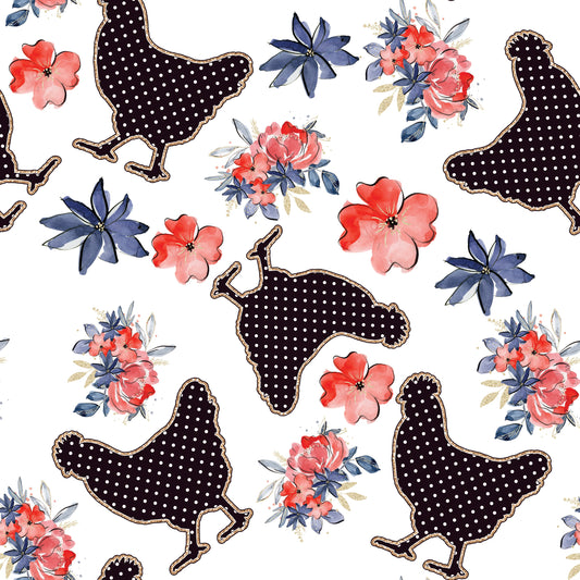 Floral Chicken (Faux Leather - 8" x 13" Printed Sheet)