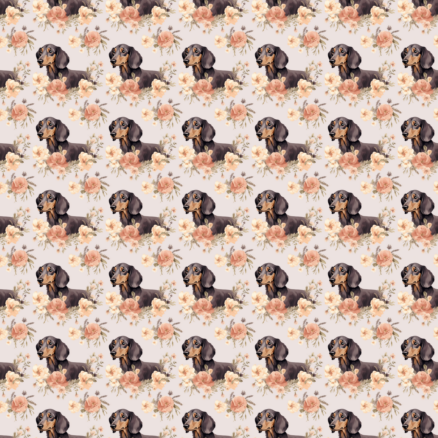Dachshund with Florals (Small) (Adhesive Vinyl - 12" x 12" Printed Sheet)