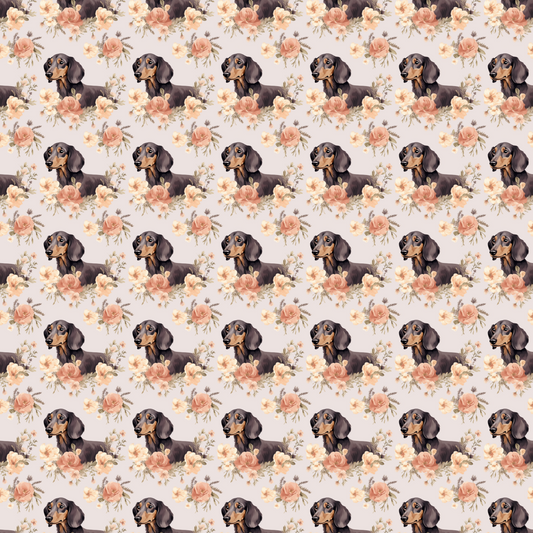 Dachshund Laying in Flowers (Faux Leather - 8" x 13" Printed Sheet)