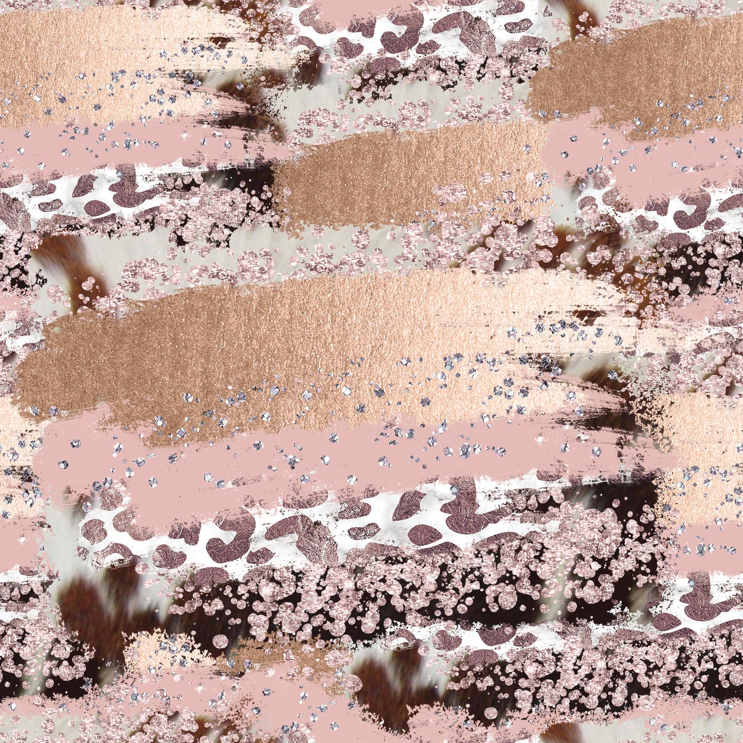 Rose Gold Cheetah Brush Strokes (Faux Leather - 8" x 13" Printed Sheet)
