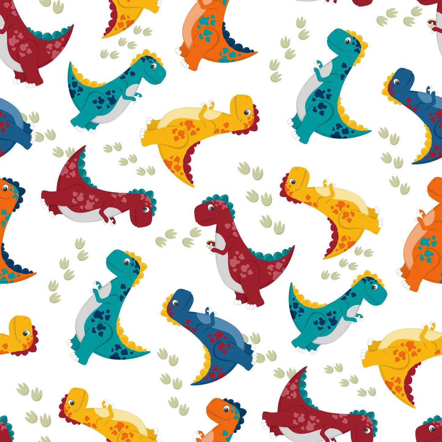 Dinosaurs with Footprints (Faux Leather - 8" x 13" Printed Sheet)