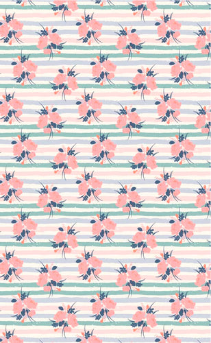 Sage green stripes and florals 8x13 faux leather