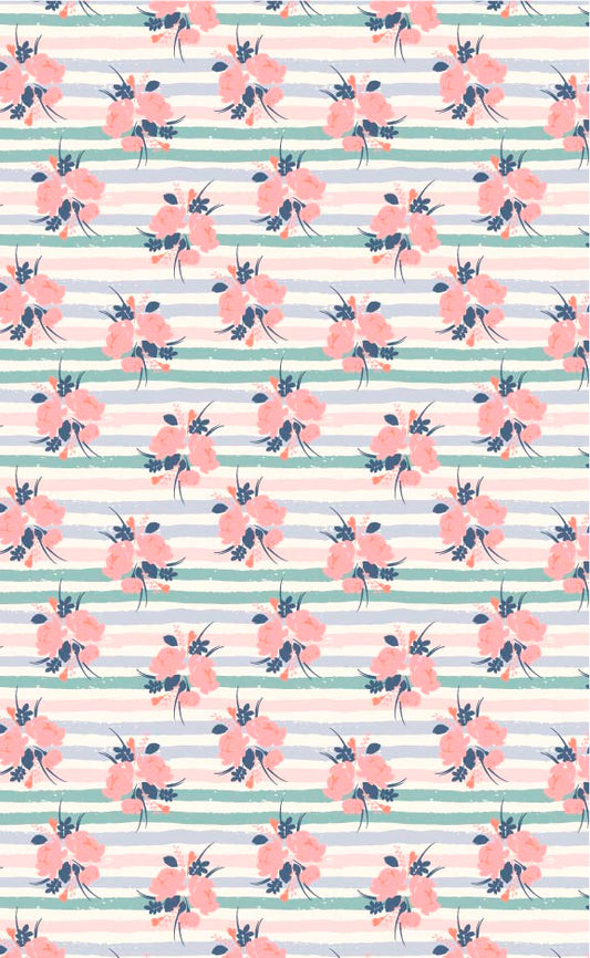 Sage Green Stripes & Florals (Faux Leather - 8" x 13" Printed Sheet)