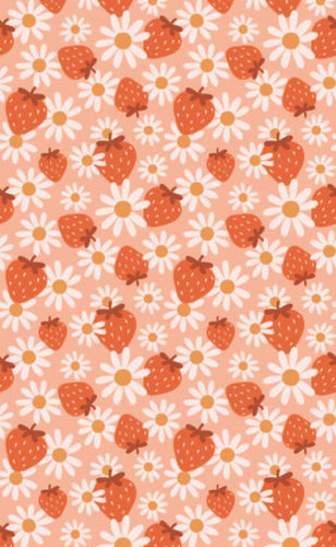 Strawberry Daisies 8x13 faux leather