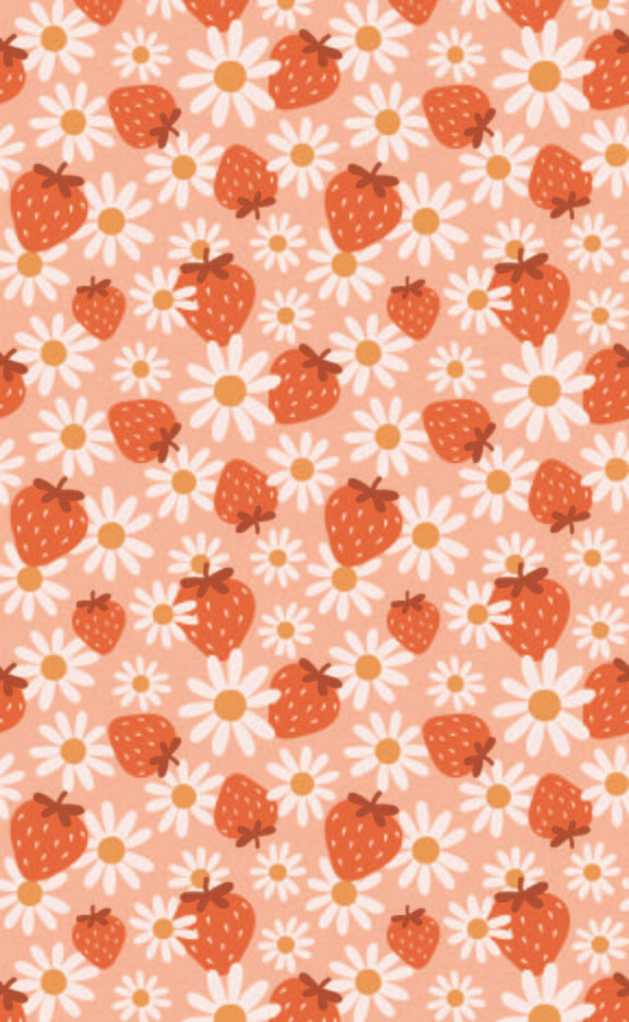 Strawberry Daisies (Faux Leather - 8" x 13" Printed Sheet)