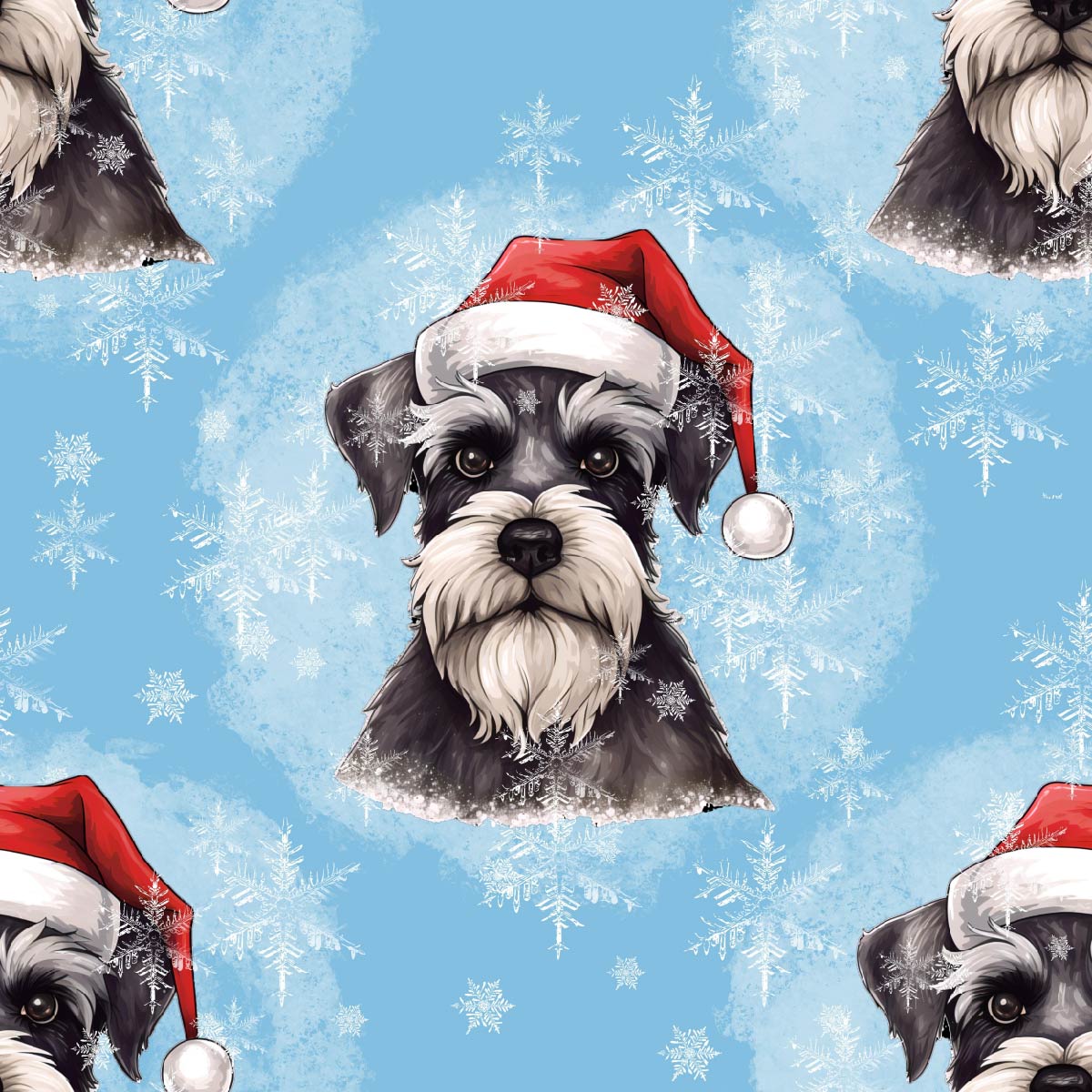 Schnauzer Dog with Santa Hat (Faux Leather - 8" x 13" Printed Sheet)