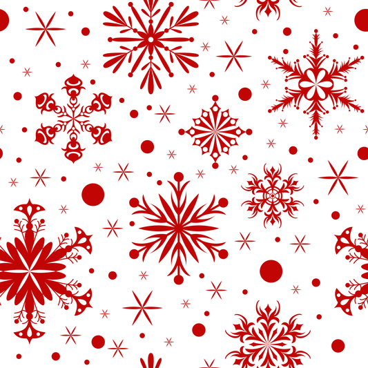 Red Christmas Snowflakes (Faux Leather - 8" x 13" Printed Sheet)
