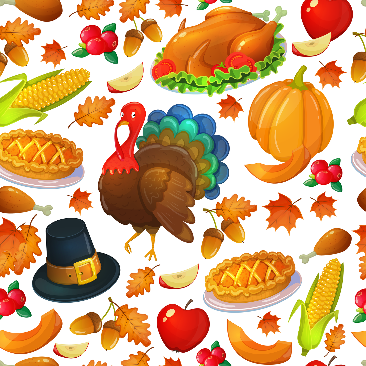 Thanksgiving Turkey & Feast (Faux Leather - 8" x 13" Printed Sheet)