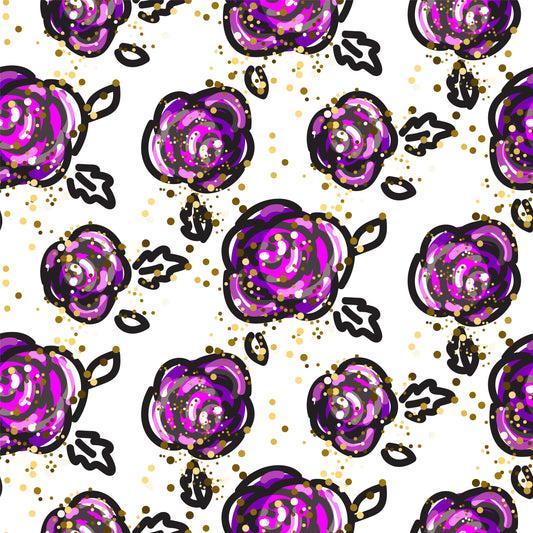 Purple Roses (Faux Leather - 8" x 13" Printed Sheet)