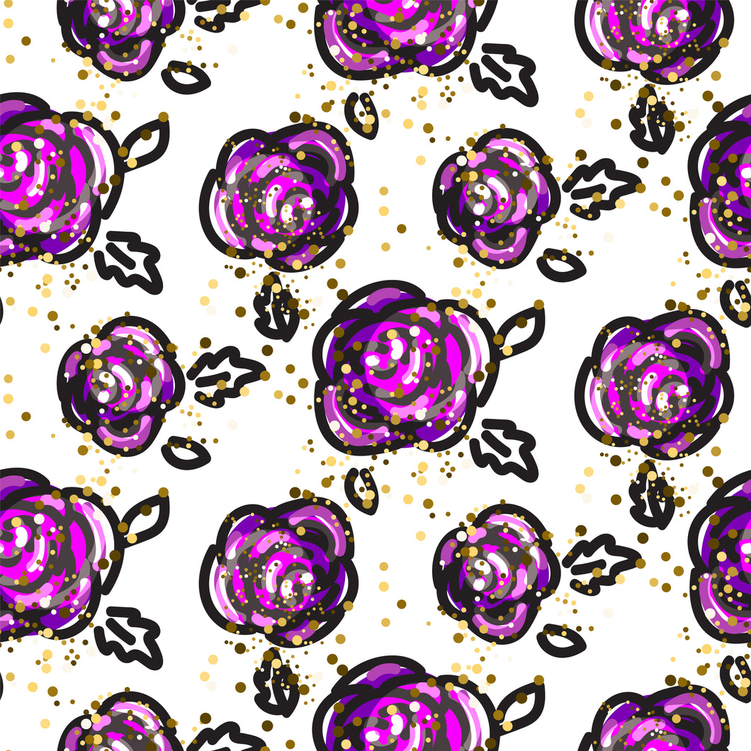 Purple Roses 8x13 faux leather sheet