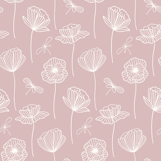 Dainty Neutral Pink Floral (Faux Leather - 8" x 13" Printed Sheet)