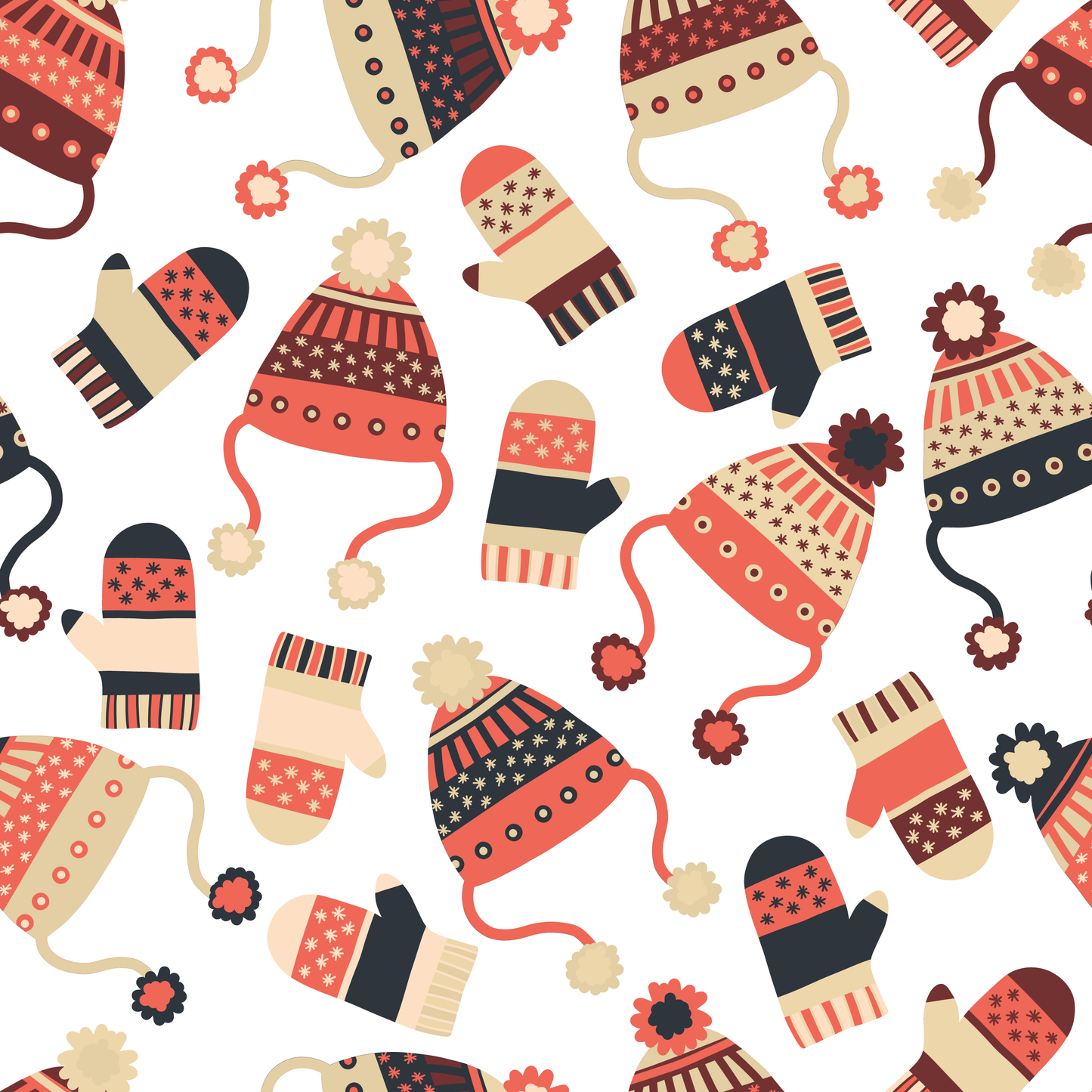Winter Hats & Mittens (Faux Leather - 8" x 13" Printed Sheet)