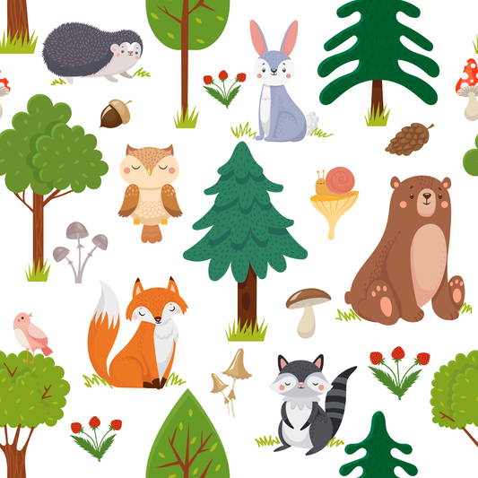 Bold Woodland Creatures (Faux Leather - 8" x 13" Printed Sheet)