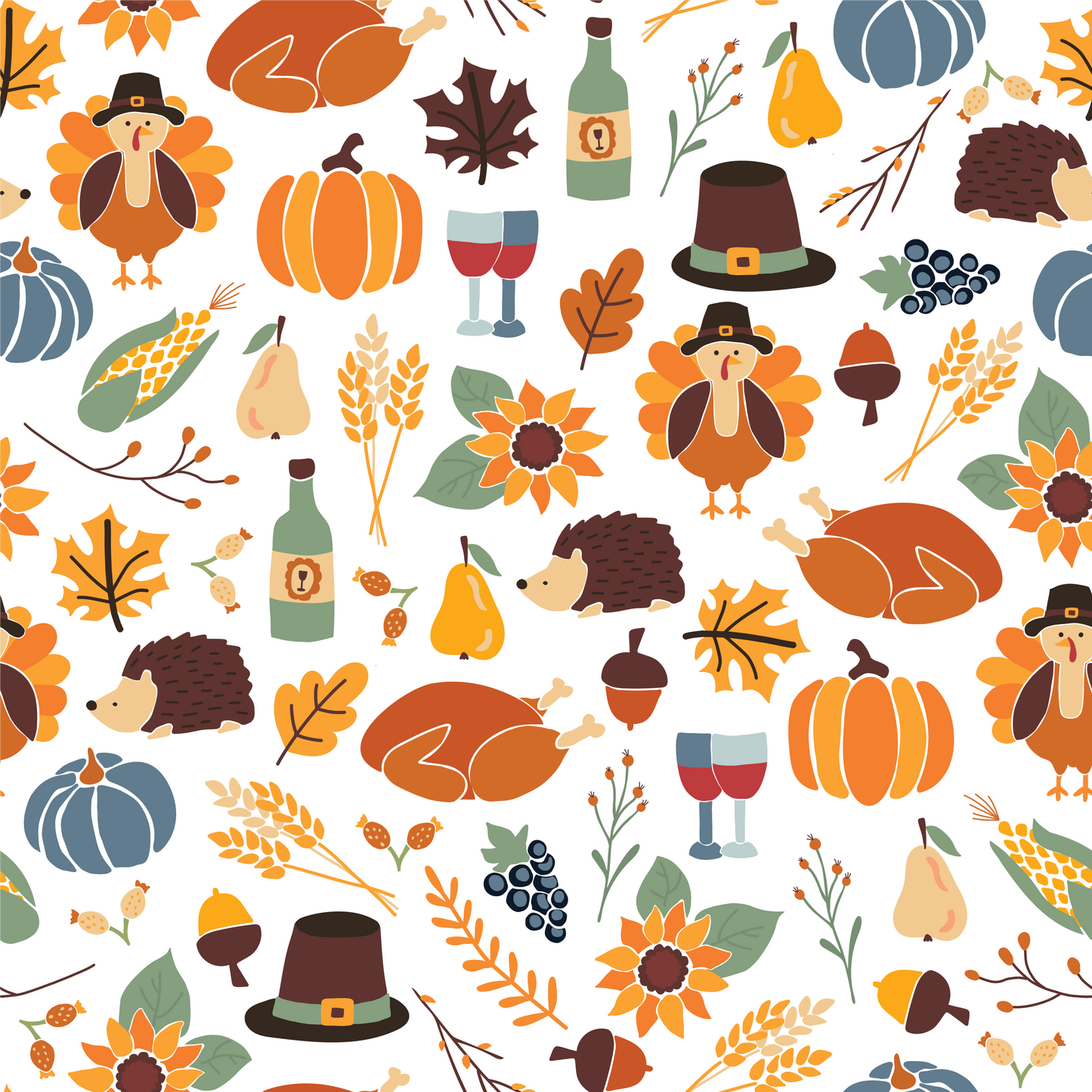 Turkeys, Pumpkins & Wine (Faux Leather - 8" x 13" Printed Sheet)