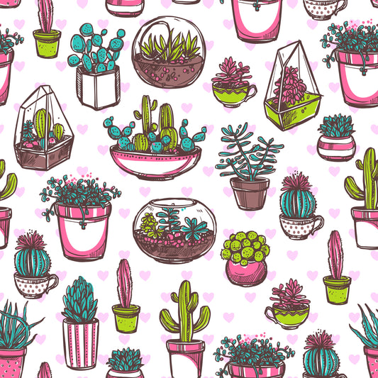 Hand-drawn Succulents (Faux Leather - 8" x 13" Printed Sheet)