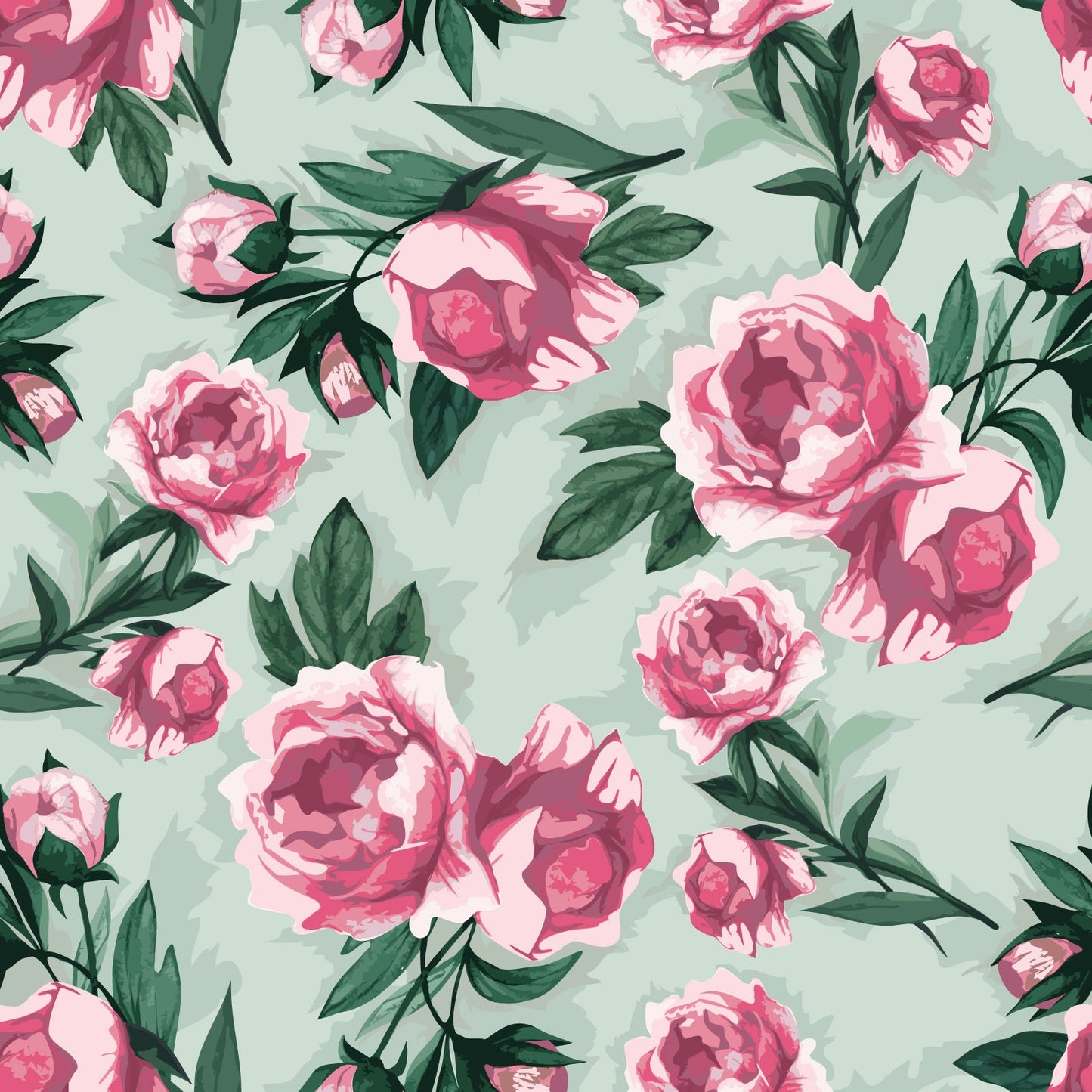 Pretty Pink Floral with Green Background (Adhesive Vinyl - 12" x 12" Printed Sheet)