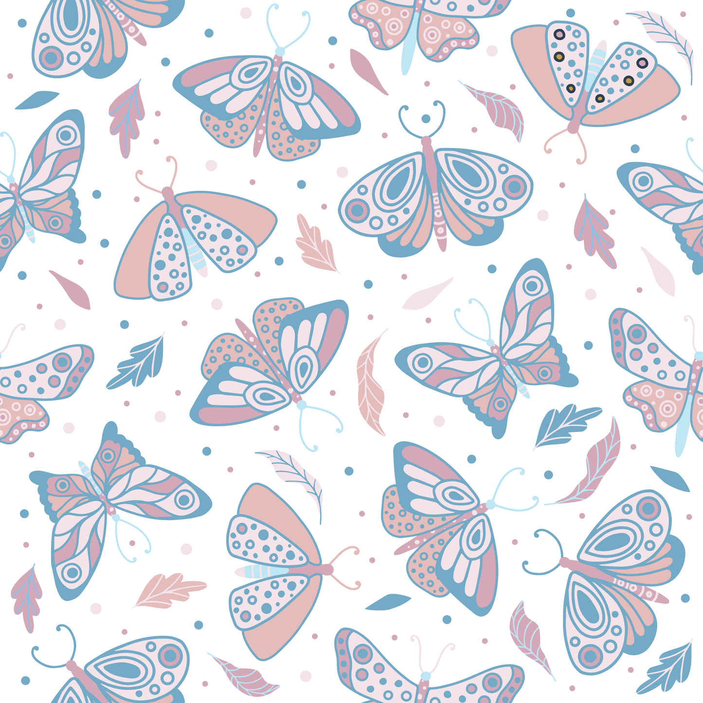 Muted Butterflies (Faux Leather - 8" x 13" Printed Sheet)
