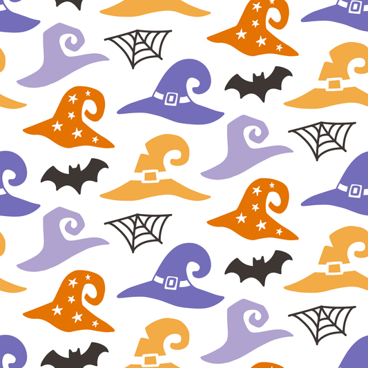 Witch Hats, Bats & Spider Webs (Faux Leather - 8" x 13" Printed Sheet)