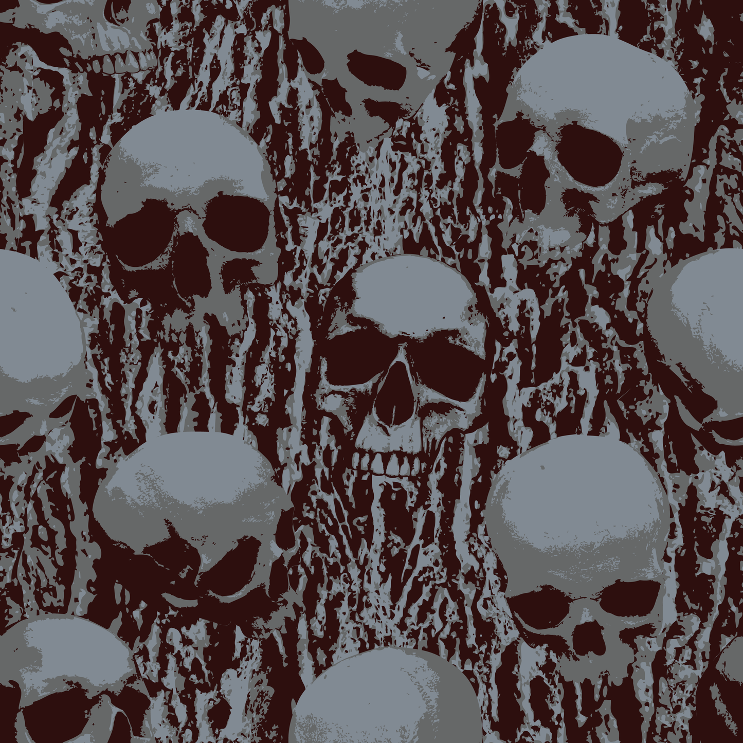 Gray & Black Melting Skulls (Faux Leather - 8" x 13" Printed Sheet)
