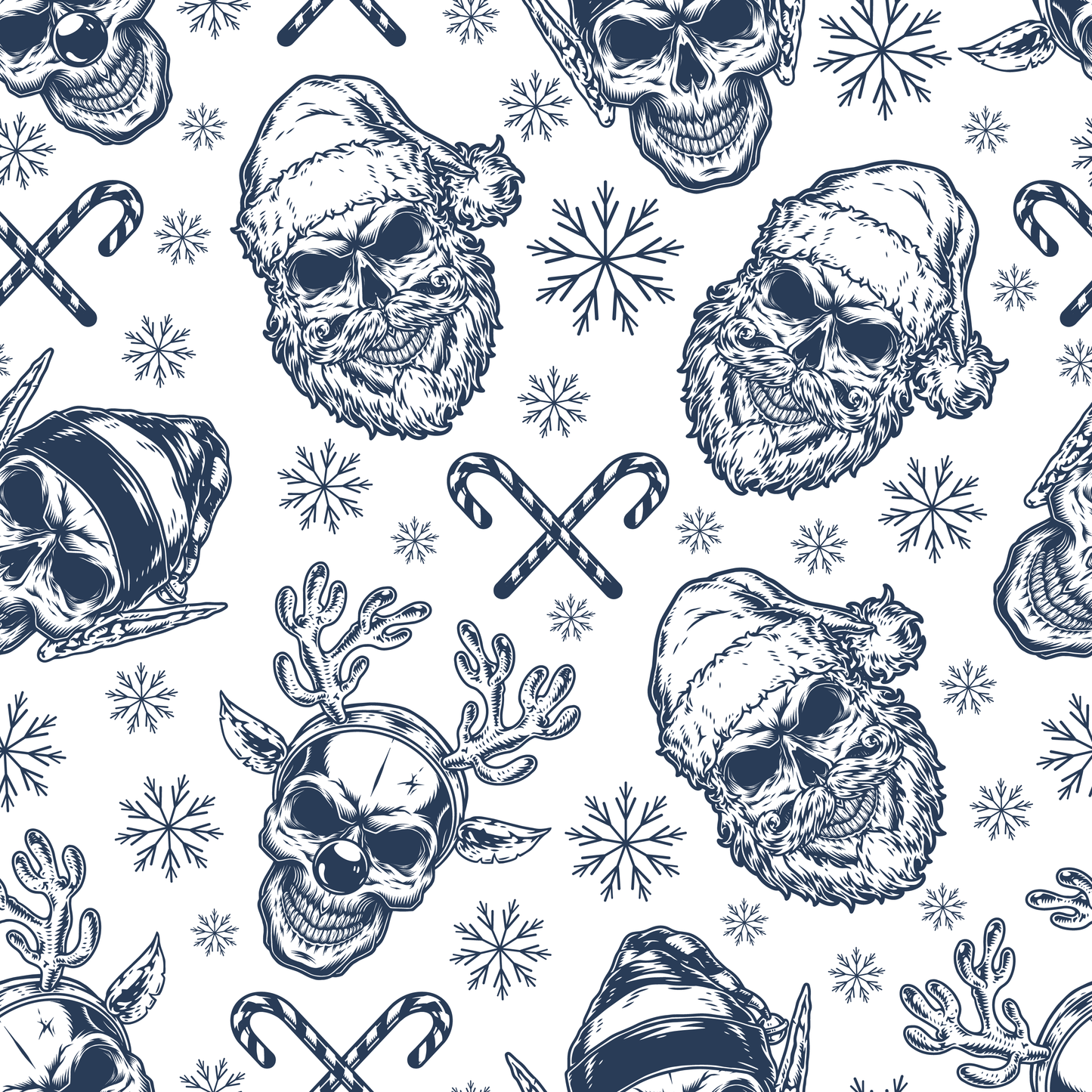 Christmas Skulls & Candy Canes (Faux Leather - 8" x 13" Printed Sheet)