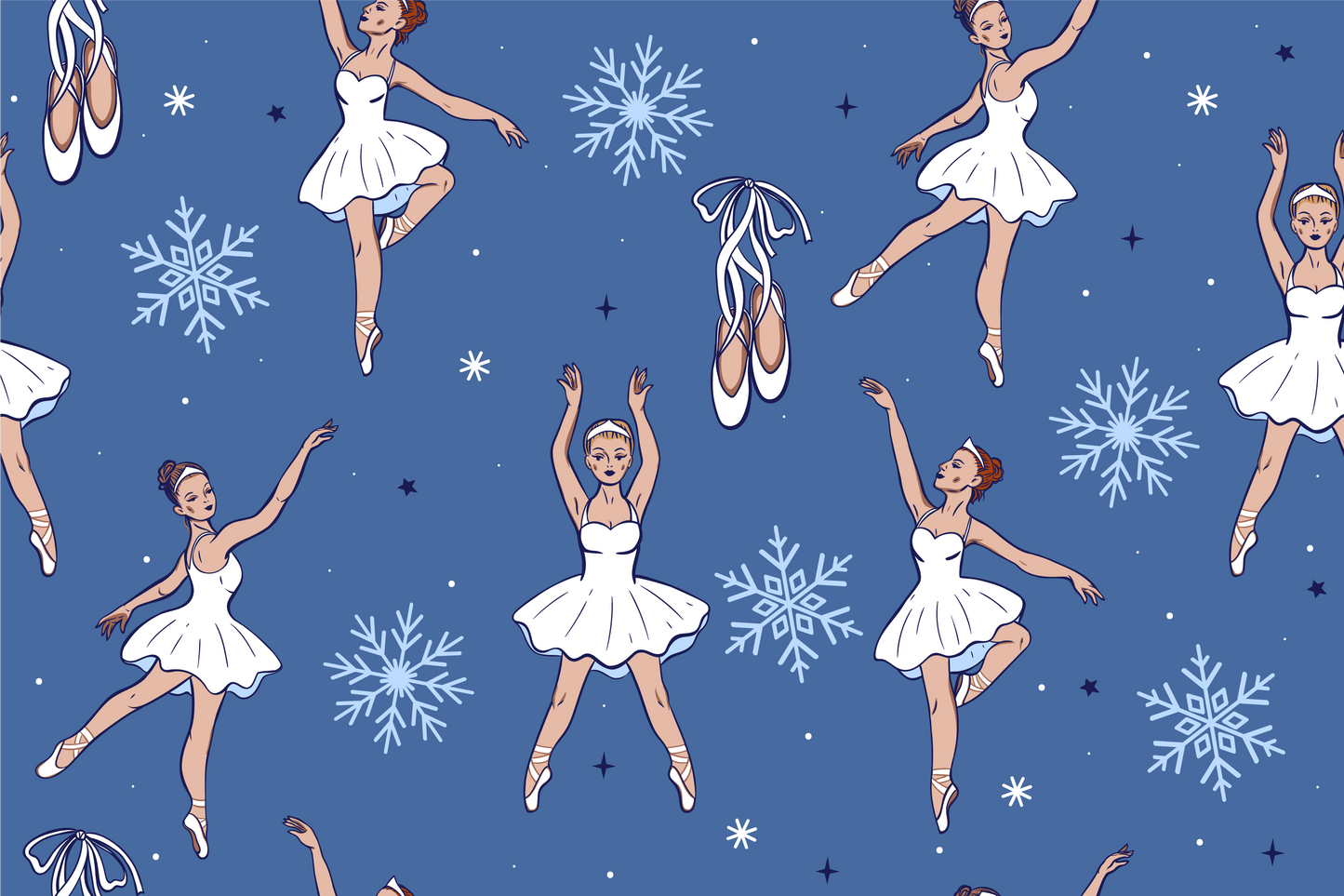 Christmas Ballerina & Snowflakes (Faux Leather - 8" x 13" Printed Sheet)