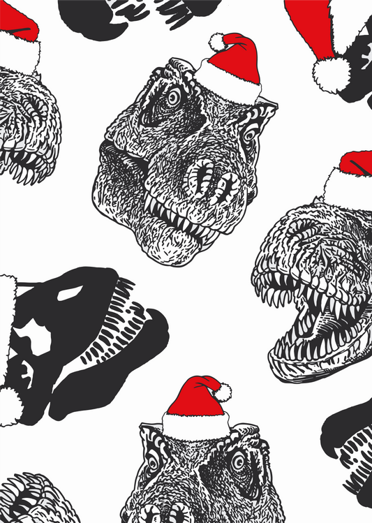 Big Dinosaurs in Santa Hats (Faux Leather - 8" x 13" Printed Sheet)