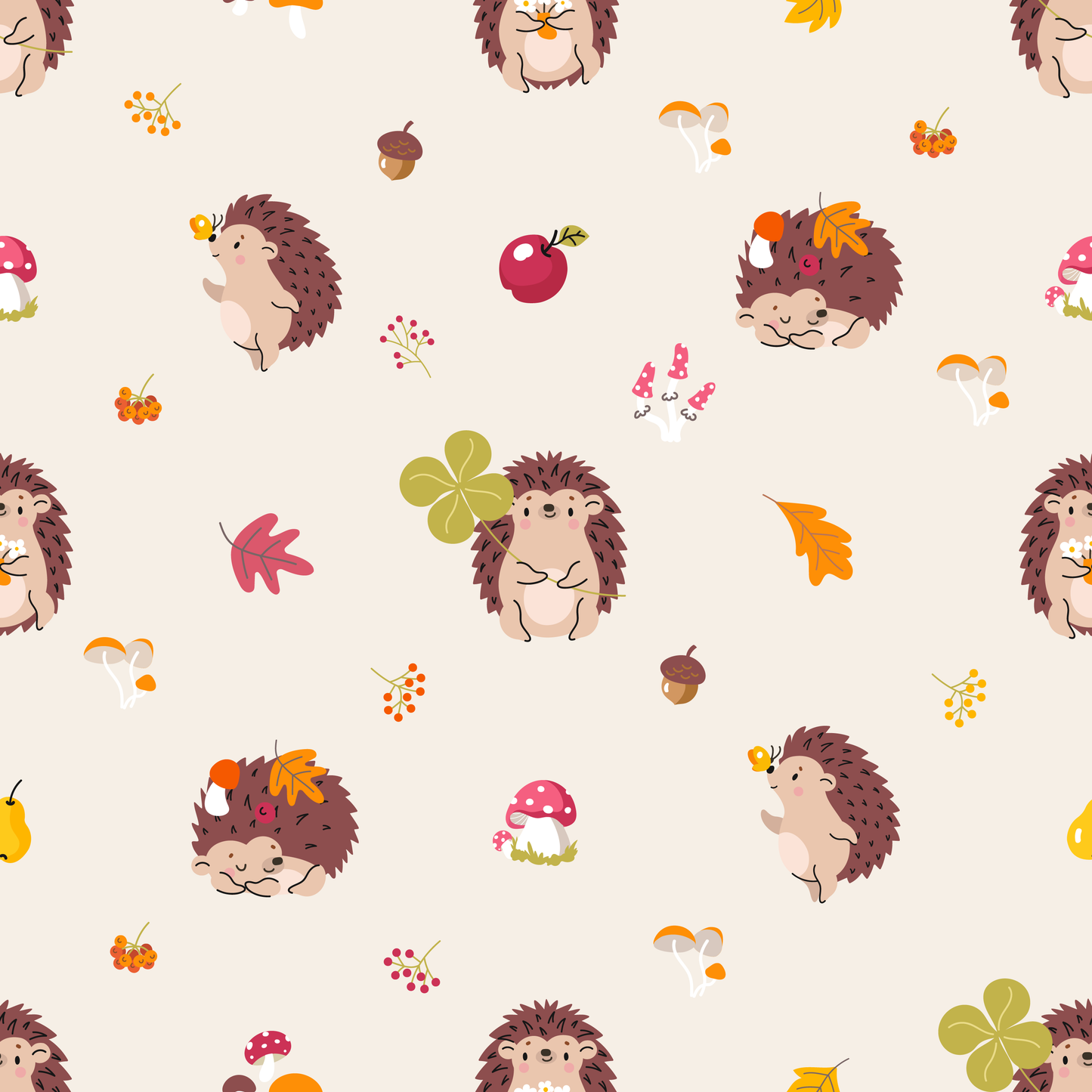 Fall Hedgehogs (Faux Leather - 8" x 13" Printed Sheet)