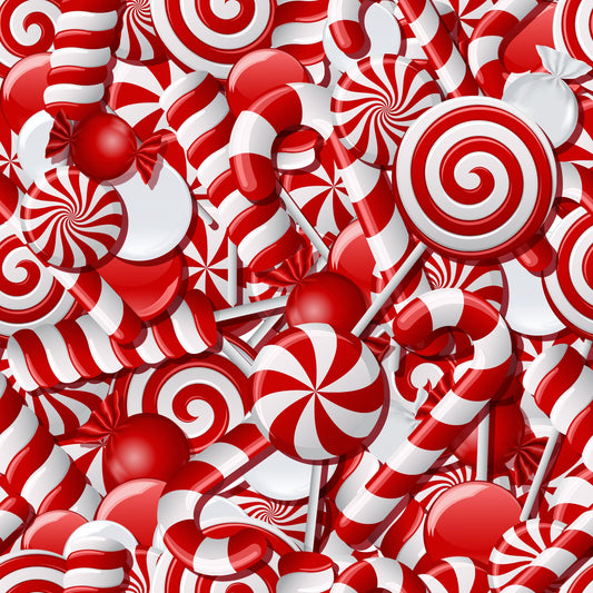 Red & White Christmas Candy (Adhesive Vinyl - 12" x 12" Printed Sheet)