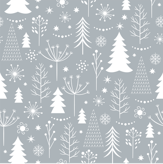 Modern Christmas Forrest & Snow Flakes (Adhesive Vinyl - 12" x 12" Printed Sheet)